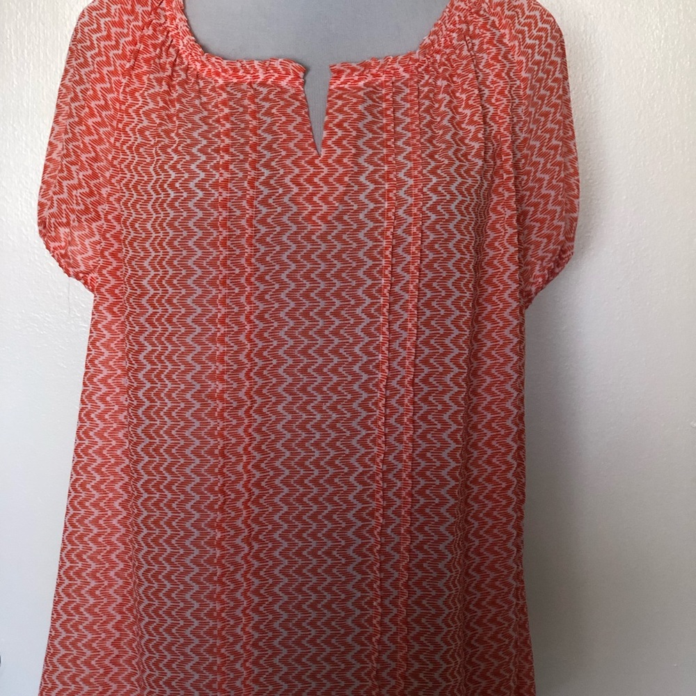 New Directions Orange/White Blouse